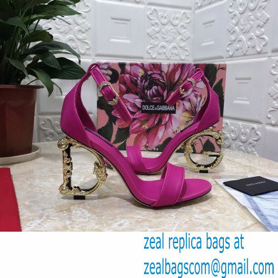 Dolce  &  Gabbana Heel 10.5cm Leather Sandals Fuchsia with Baroque D & G Heel 2021